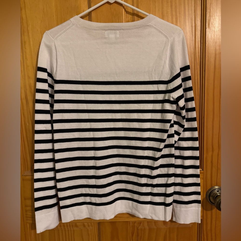 NWT J.Crew Striped Cotton Sweater – White & Black – Size Small - Picture 4 of 7